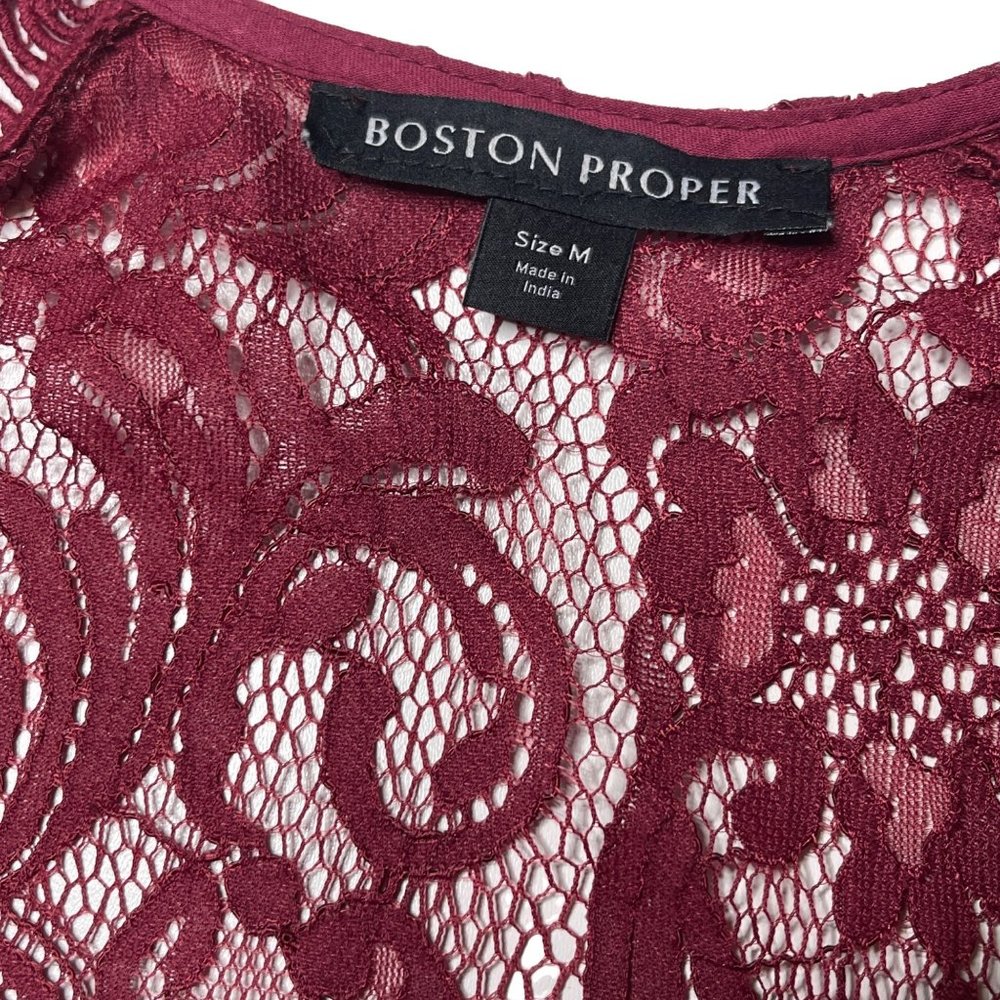 Boston Proper Burgundy Lace Cardigan - Picture 4 of 7